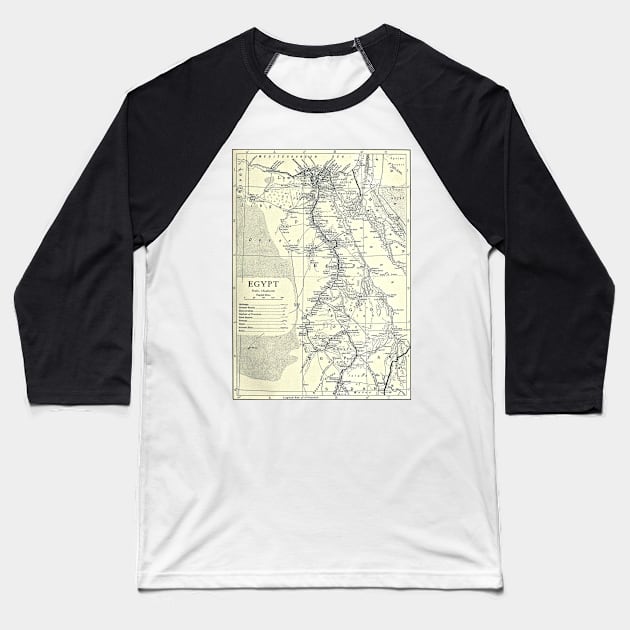 Vintage Map of Egypt (1911) Baseball T-Shirt by Bravuramedia